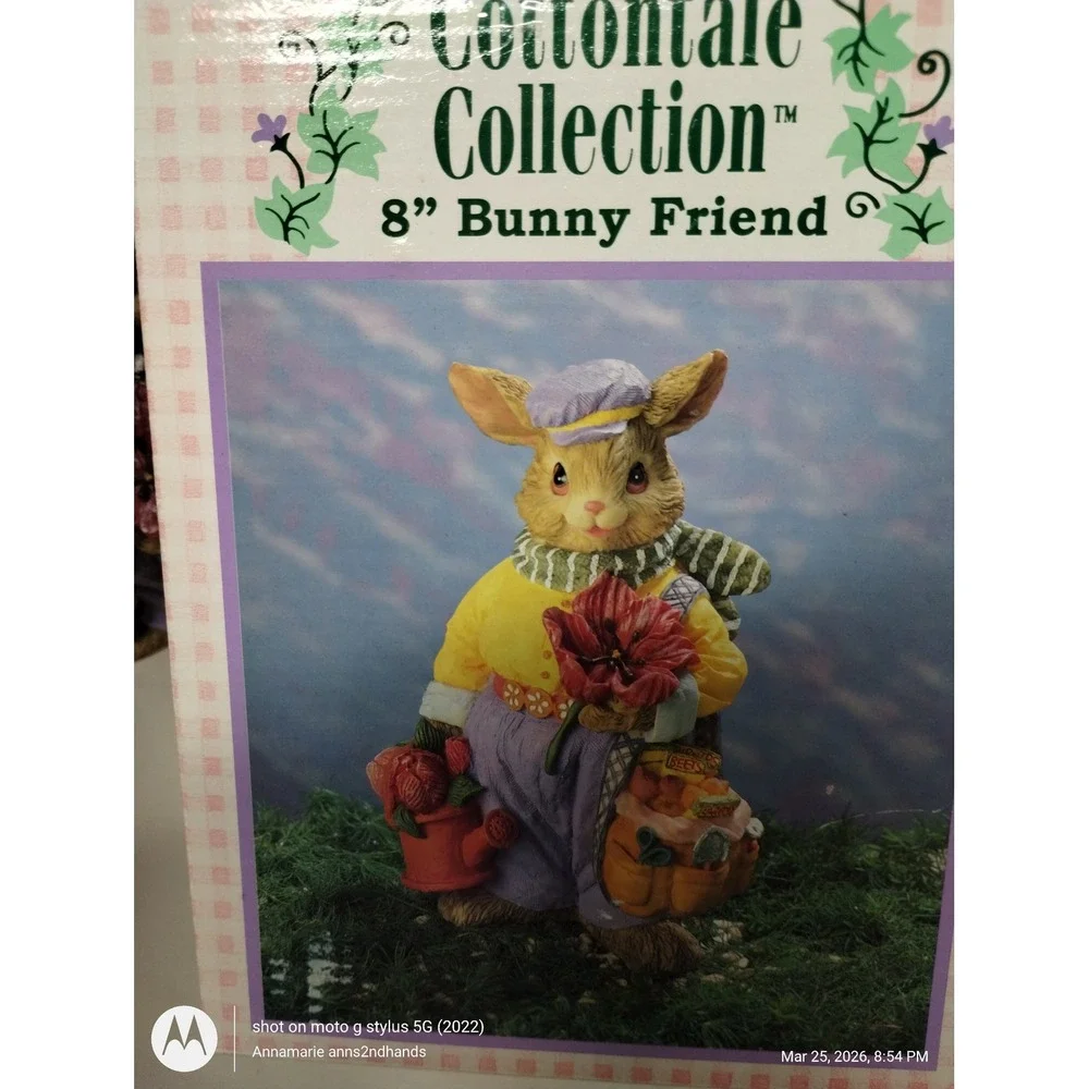 Vintage Style Resin Easter Bunny Figurine Set‎ Spring Rabbit Couple Decor 2pc